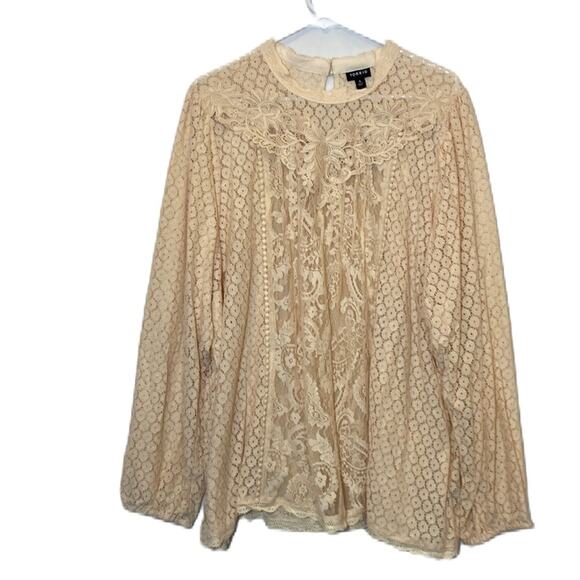 Torrid High Neck Lace Cream Floral Blouse Top Size 4X - Picture 1 of 12